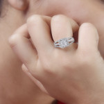 White Gold Engagement Ring with Square Shaped Channel of Baguette Diamonds and Round 3/4 Ct. Center Stone by Yaffie.