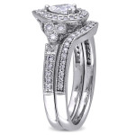Dazzling White Gold Wedding Set with Pear and Round-Cut Diamonds by Yaffie - The Signature Collection