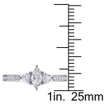 Signature Collection White Gold 3-Stone Engagement Ring with Yaffie Round and Heart-Cut Diamonds - 5/8ct TDW