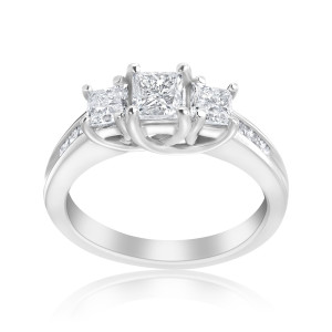 Princess Diamond Ring: Yaffie 1.5ct White Gold 3-Stone TDW