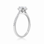 Yaffie White Gold Diamond Halo Ring: Elegant 1/2ct Oval Center & 1/4ct Round Gems