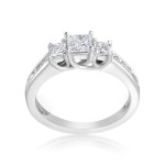 Sparkle in Style with Yaffie White Gold 1ct 3-Princess Cut Ring