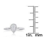 Shimmering Yaffie White Gold Pear-cut Diamond Ring with Halo - 3/4ct total weight.