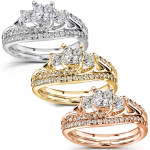 Golden Yaffie Bridal Rings Set with 1-1/10ct TDW Diamonds