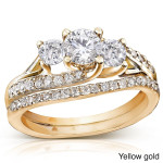 Introducing the Yaffie Gold Diamond Bridal Rings Set, adorned with 1 1/10ct TDW of sparkling diamonds.