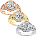 Circle of Love: Yaffie Gold Moissanite and Diamond Engagement Ring (1 7/8ct TGW)