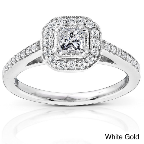Golden Yaffie Engagement Ring with 1/2ct of Sparkling Diamonds in a Halo Design