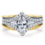 Artistically designed Yaffie 1ct TDW Art Deco Diamond Engagement Ring in chic dual-tone gold.
