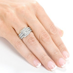 Princess Halo Bridal Ring Set with Yaffie 1 1/2ct TDW White Gold Diamonds