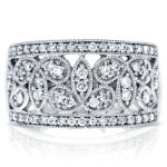 Flowerful White Gold Ring with 1/2ct Sparkling White Diamonds by Yaffie
