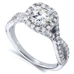 Yaffie Criss Cross Twist: White Gold with 1ct Moissanite & 1/2ct Diamonds Ring