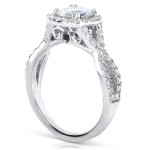 Yaffie Criss Cross Twist: White Gold with 1ct Moissanite & 1/2ct Diamonds Ring