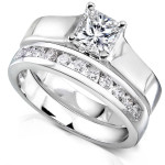 Sparkling Yaffie White Gold Bridal Set with 1ct TDW Diamonds