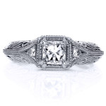 Antique Filigree Engagement Ring with 5/8ct TDW Diamonds in Yaffie White Gold