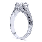 Antique Filigree Engagement Ring with 5/8ct TDW Diamonds in Yaffie White Gold