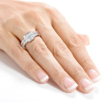 Radiant Love: Yaffie 5/8ct TDW White Gold Diamond Bridal Ring Ensemble