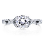 Yaffie Dazzling White Gold Ring: Moissanite and Diamond Crossover