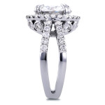 Sparkling Yaffie Kobelli Ring with 6ct TCW Forever One Moissanite and Diamond Halo, set in White Gold with Split Shank Enchantment.