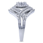Sparkling White Gold Cluster Ring with 1 1/2ct Diamonds - Yaffie Cocktail Beauty