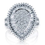 Dazzling Pear-shaped Diamond Ring by Yaffie in White Gold, 1ct Diamonds