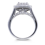 The Yaffie engagement ring boasts a stunning white gold band and a princess cut diamond framed by an invisible setting, all totaling 1 carat of brilliance.