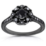 Yaffie ™ Custom Black Gold Antique Ring with 3/5ct TDW Diamond