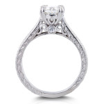 Antique Cathedral Bridal Set with Diamond Accent and Yaffie Gold Moissanite, Cushion Brilliant, 1 1/10ct.