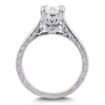 Antique Cathedral Bridal Set featuring Yaffie Gold, 1 1/10ct Cushion Moissanite with Diamond Accents.
