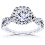 Twisted Halo Ring: Yaffie Gold 1.5ct Moissanite & Diamonds