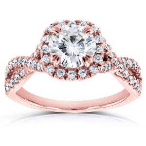 Twisted Halo Ring: Yaffie Gold 1.5ct Moissanite & Diamonds