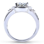 Sparkling Yaffie Gold Bridal Ring Set with 1 1/2ct Round Moissanite and 1/2ct Diamond Halo (2-Piece)