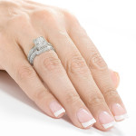 Golden Yaffie Bridal Ring Set with 1 1/4ct TDW Diamond Halo
