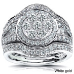 Golden Yaffie 1.2ct TDW Diamond Halo 3-Piece Wedding Ring Set