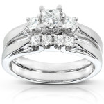 Gold Princess-Cut Diamond Wedding Ring Set - Yaffie 0.5ct