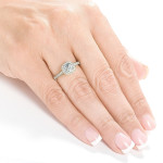 Golden Asscher Diamond Ring with 1/2ct TDW Halo