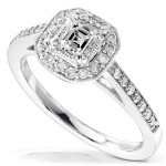 Gold Asscher Diamond Ring with Sparkling 1/2ct TDW Halo by Yaffie