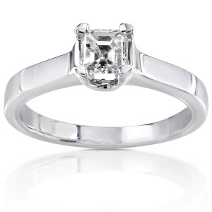 Asscher-cut Diamond Ring with 0.5ct Total Diamond Weight in Yaffie Gold