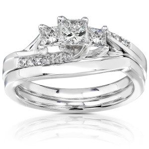 Princess-cut Diamond Bridal Ring Set with Yaffie Gold and 1/2ct TDW