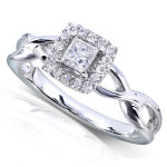Sparkling Yaffie Gold Engagement Ring with Delicate Diamond Halo (1/3 ct TDW)