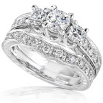 1ct Round Sparkling Diamond Bridal Set in Yaffie Gold
