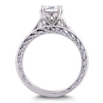 Bridal Bliss: 1ct Round Yaffie Gold Forever One Moissanite with Diamond Accent in Cathedral Setting.