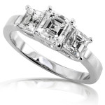Gold Yaffie Asscher Diamond Engagement Ring with 1 Carat Total Diamond Weight