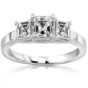 Asscher Diamond Engagement Ring with Sparkling 1ct TDW from Yaffie Gold