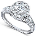 Sparkling Yaffie Gold Diamond Halo Engagement Ring - 1ct Total Weight