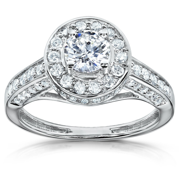 1 Carat Yaffie Gold Diamond Halo Engagement Ring