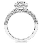 Gold Yaffie Diamond Engagement Ring with a Princess Halo, 1ct TDW