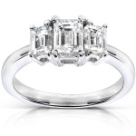 Gold Yaffie Three-Stone Diamond Ring with 1 Carat Total Weight