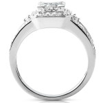 Sparkling Yaffie Gold Diamond Engagement Ring with Quad Princess Halo, 1ct TDW