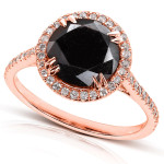 Yaffie ™ Custom-made Black and White Diamond Halo Ring with 3 7/8ct TDW in Gold