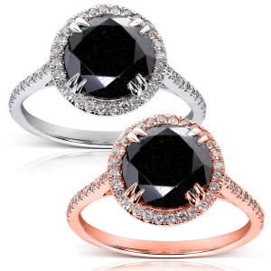 Yaffie™ Custom Black & White Diamond Halo Ring: Sparkling 3.875ct TDW of Gold Glam